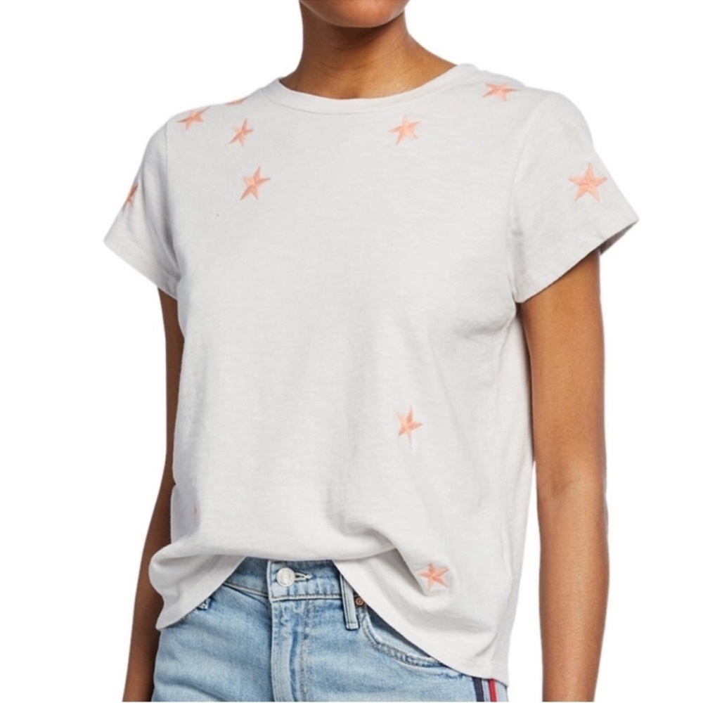 MOTHER Boxy White & Pink Goodie Goodie Star Tee 029
